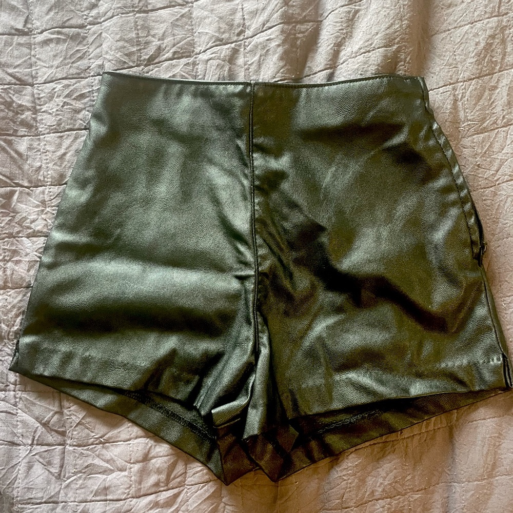 H&M Divided Black Leather Shorts - Size 2